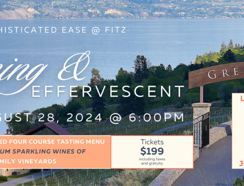 An Evening of Sophisticated Ease @ Fitz Charming & Effervescent August 28, 2024 @ 6pm Hosted By 19 Bistro @ Fitz and Fitzpatrick Family Vineyards at Greata Ranch Join us for a perfectly paired four course tasting menu showcasing the premium sparkling wines of Fitzpatrick Family vineyards Tickets $199 including taxes and gratuity Live Music by Joshua Smith photo credit: Trevor Cooper